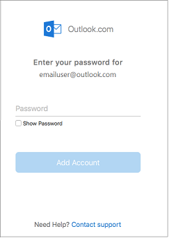 Outlook Mac Password Input